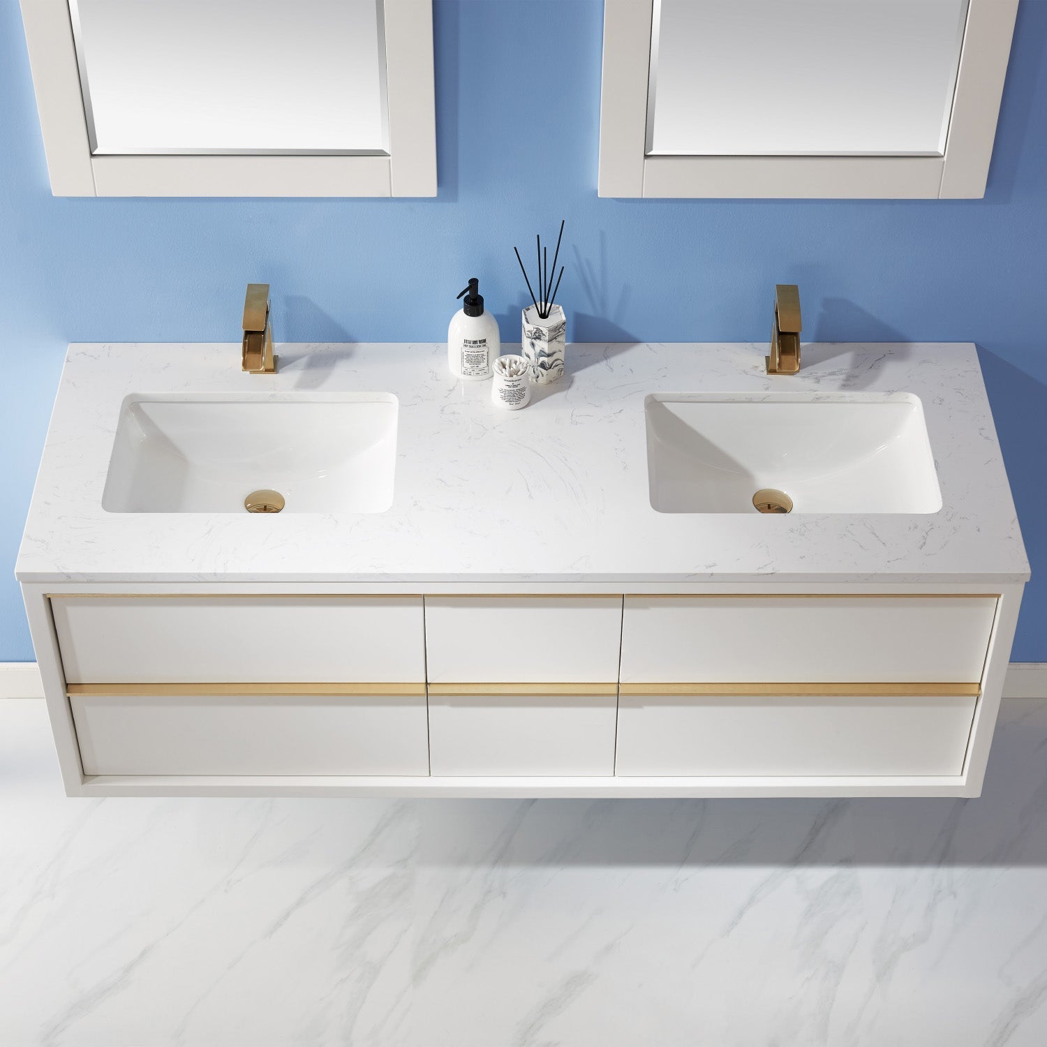 Altair Designs 60" double vanity with top - 534060-WH-AW-NM