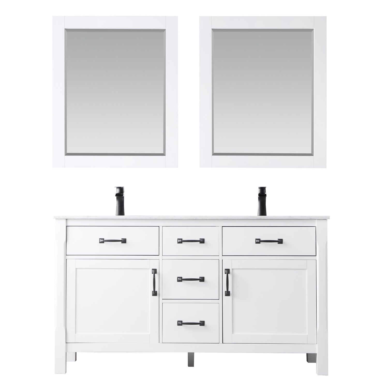Altair Designs 60" double vanity with top - 535060-WH-CA