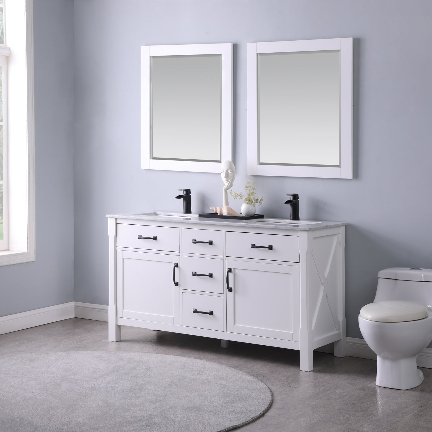 Altair Designs 60" double vanity with top - 535060-WH-CA