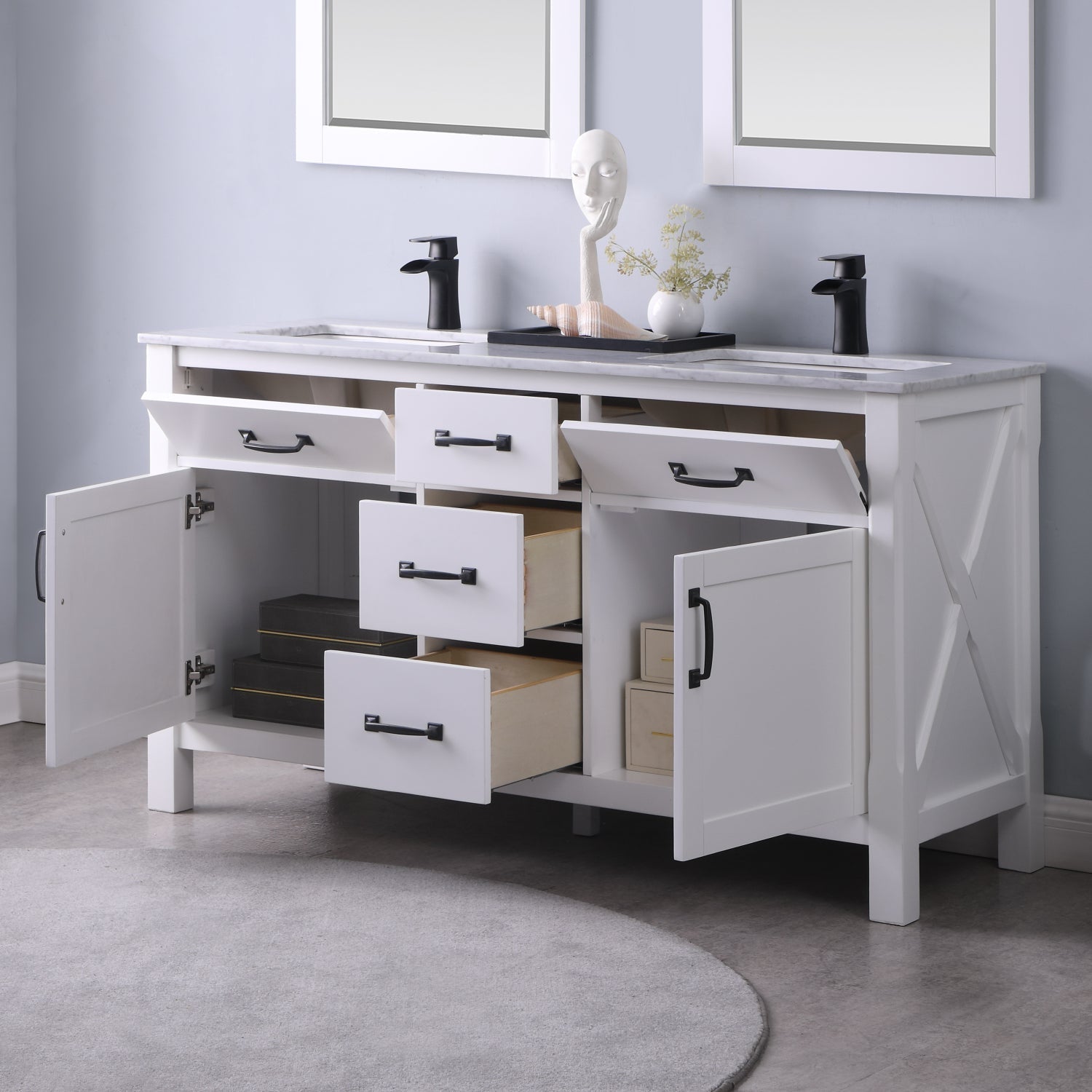 Altair Designs 60" double vanity with top - 535060-WH-CA