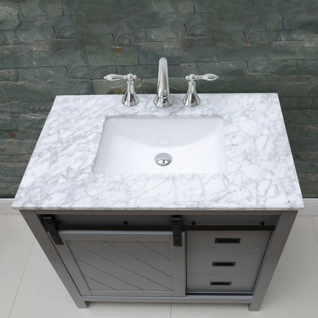 Altair Designs 36" single vanity with top - 536036-WH-CA-NM