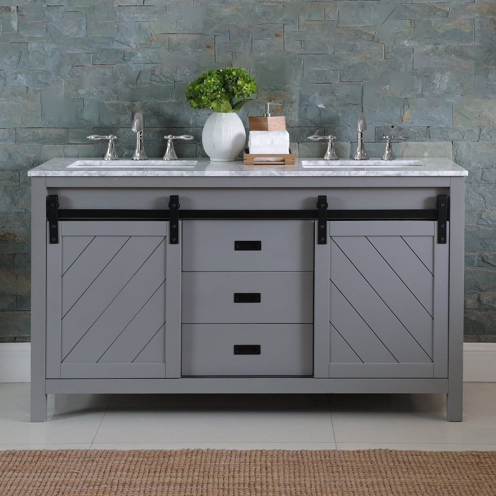 Altair Designs Kinsley 60" double vanity with top - 536060-WH-CA-NM