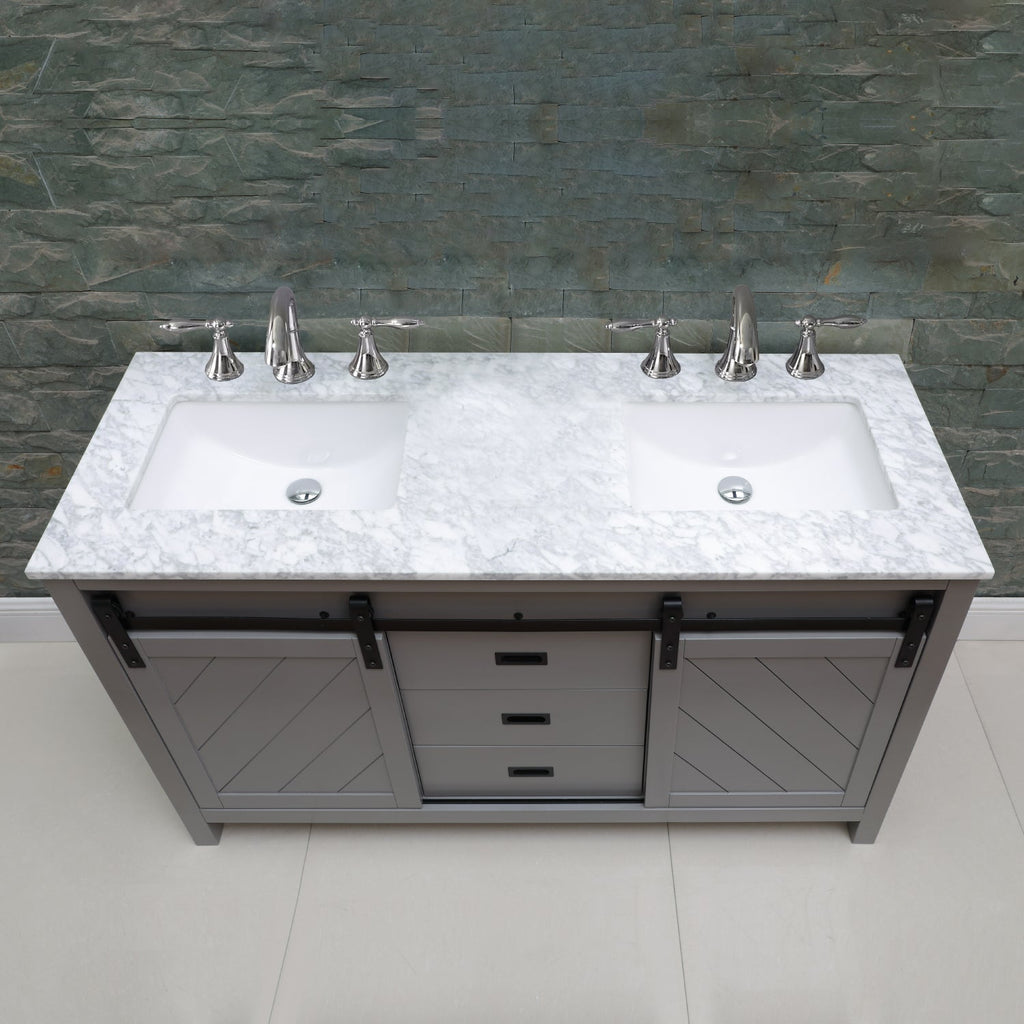 Altair Designs Kinsley 60" double vanity with top - 536060-WH-CA-NM