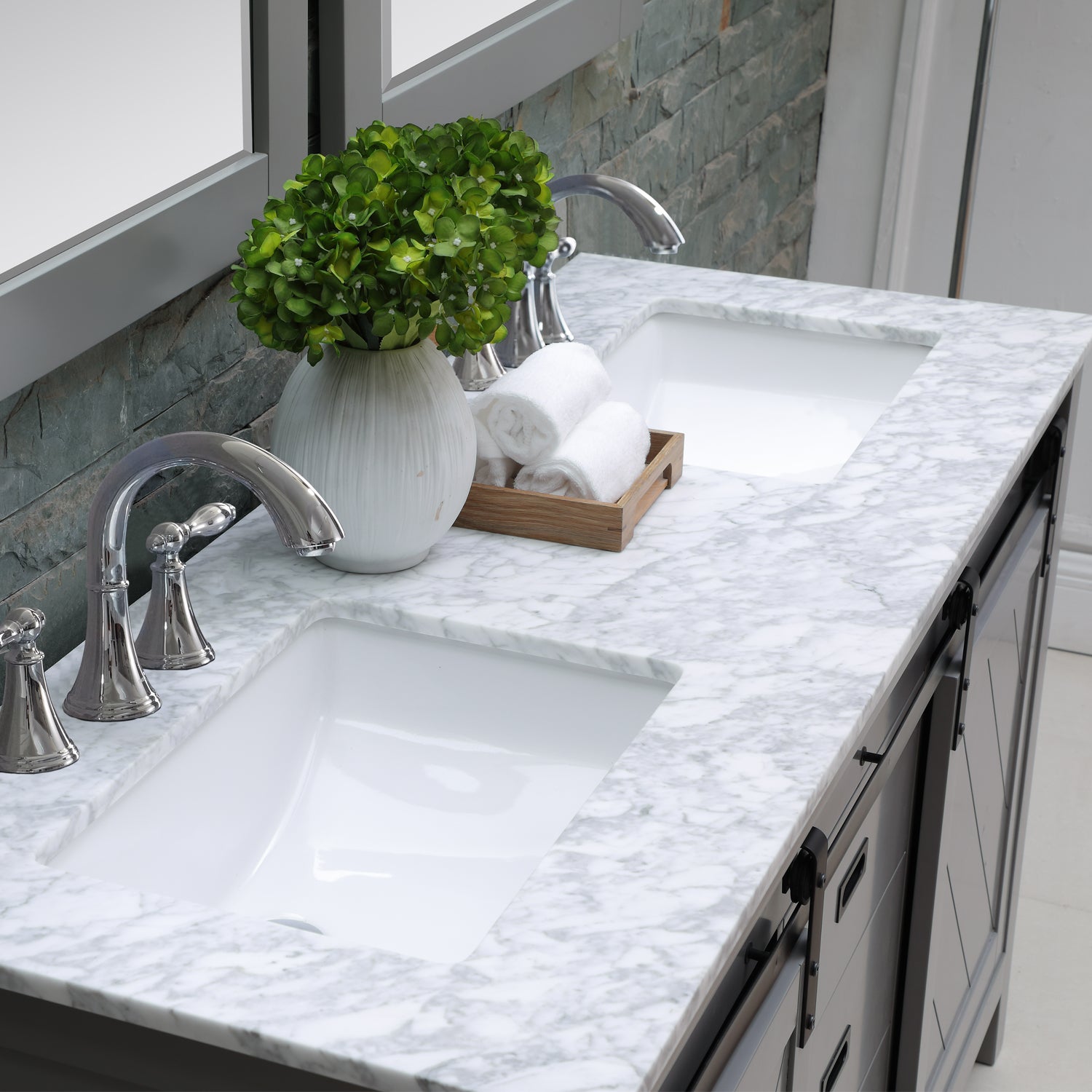 Altair Designs Kinsley 60" double vanity with top - 536060-WH-CA-NM