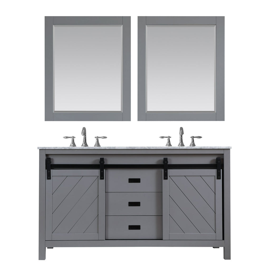 Altair Designs Kinsley 60" double vanity with top - 536060-WH-CA-NM