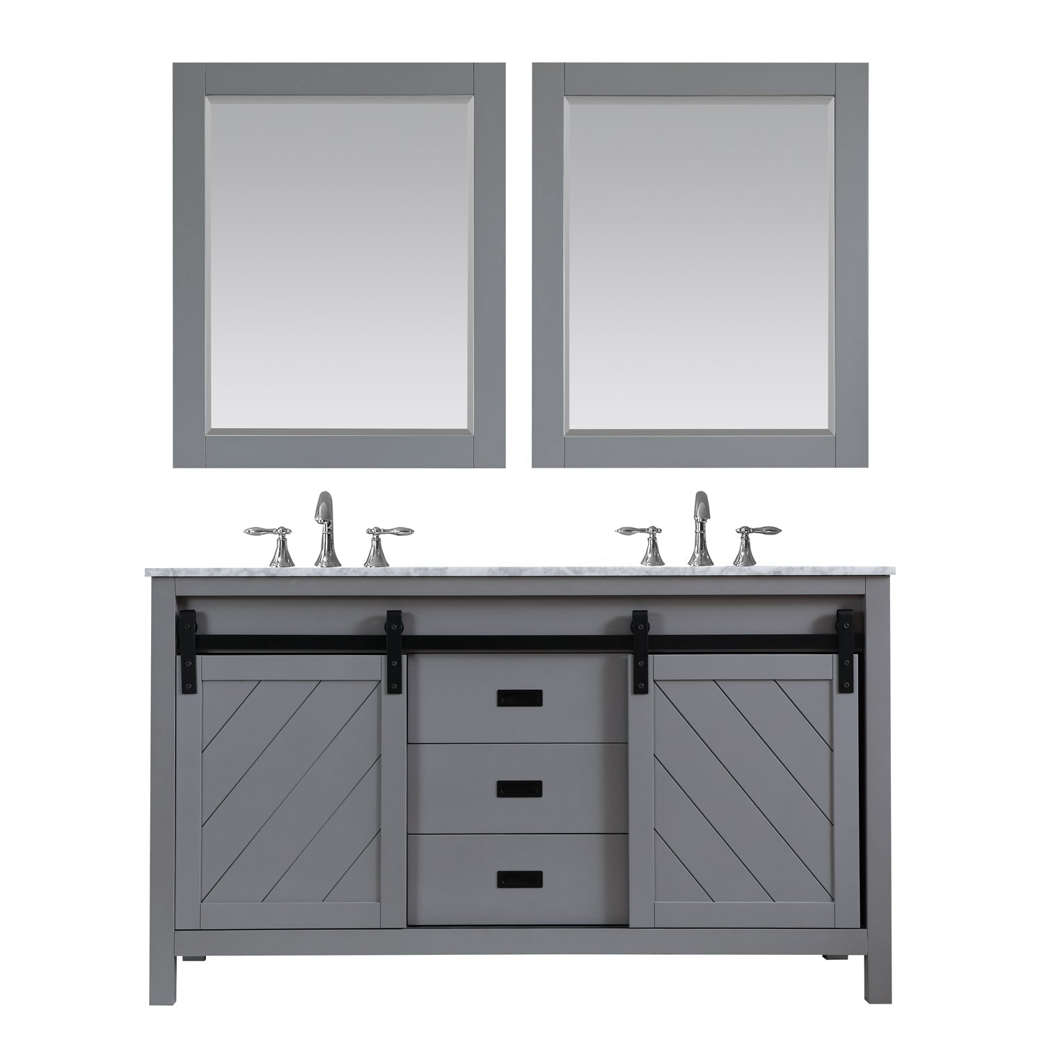 Altair Designs Kinsley 60" double vanity with top - 536060-WH-CA-NM