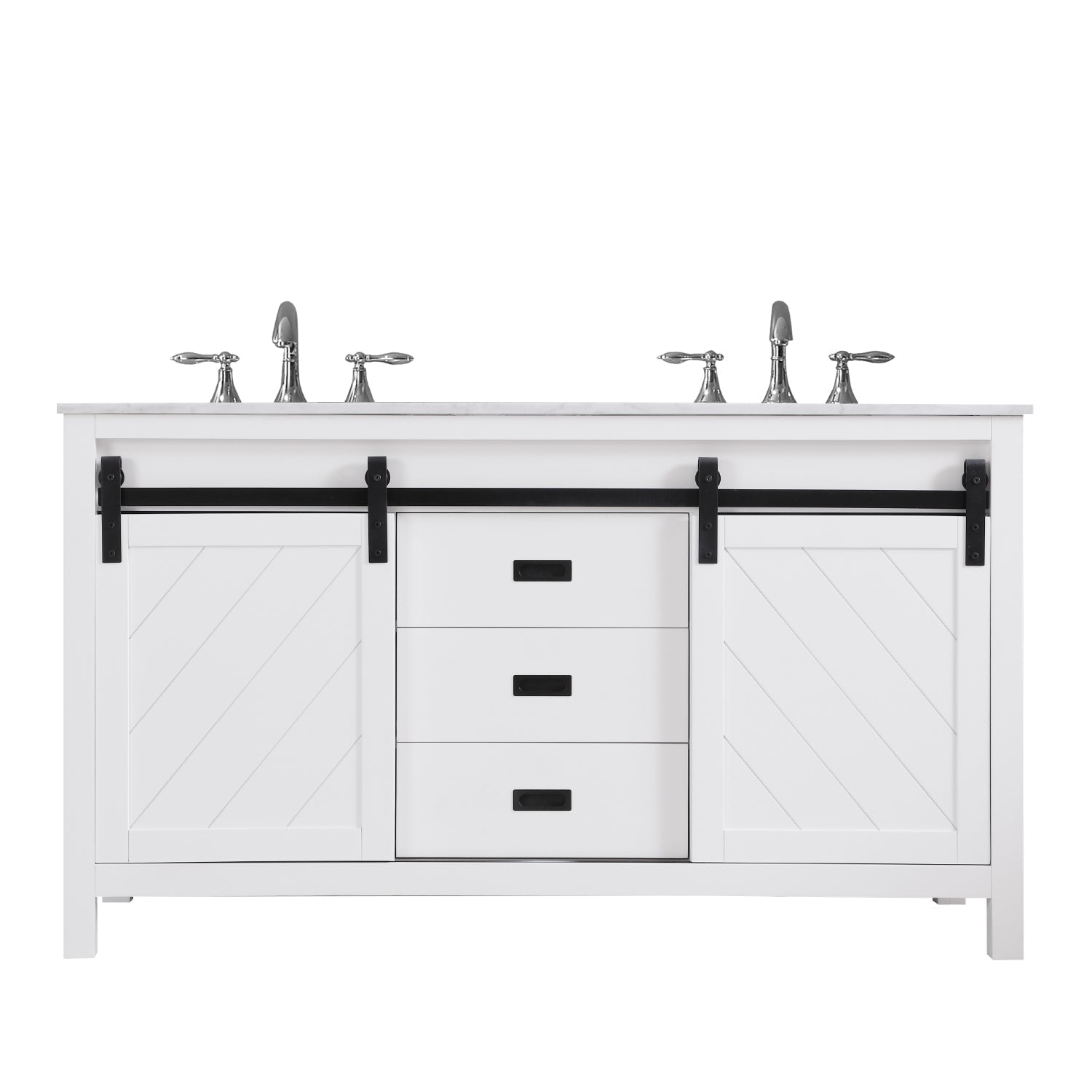 Altair Designs Kinsley 60" double vanity with top - 536060-WH-CA-NM