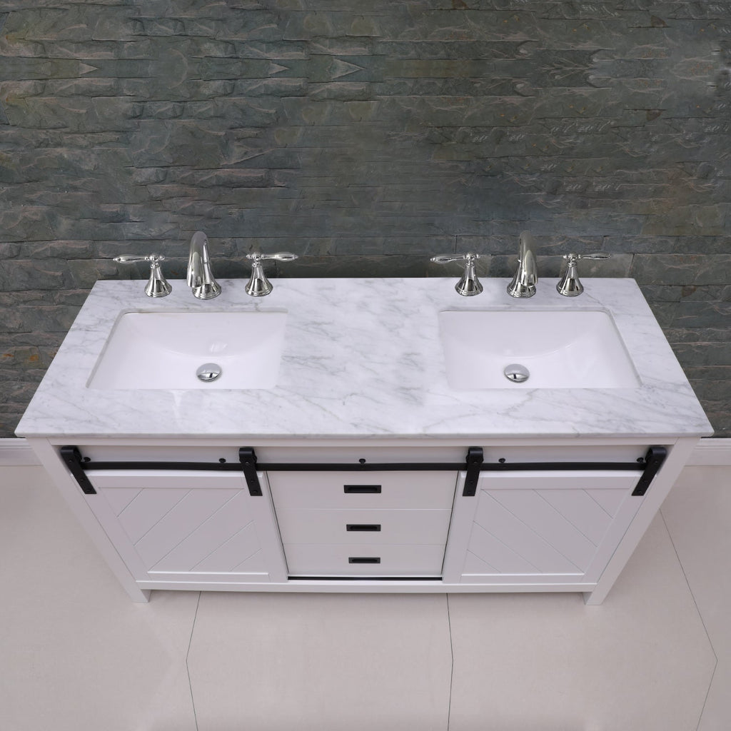 Altair Designs Kinsley 60" double vanity with top - 536060-WH-CA-NM