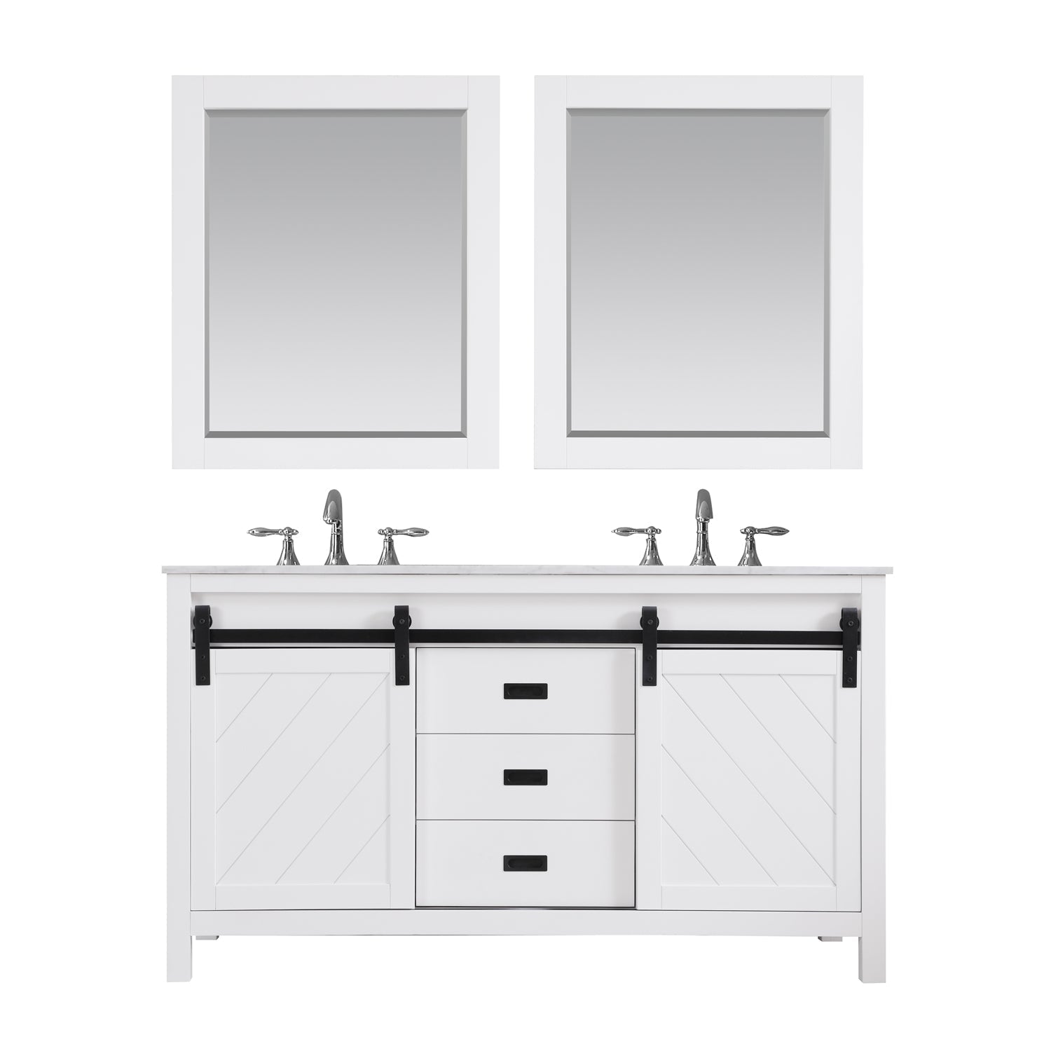 Altair Designs Kinsley 60" double vanity with top - 536060-WH-CA-NM