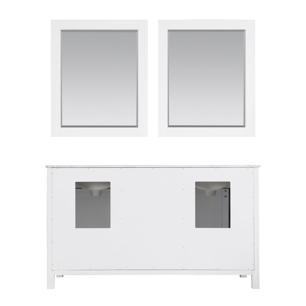 Altair Designs Kinsley 60" double vanity with top - 536060-WH-CA-NM