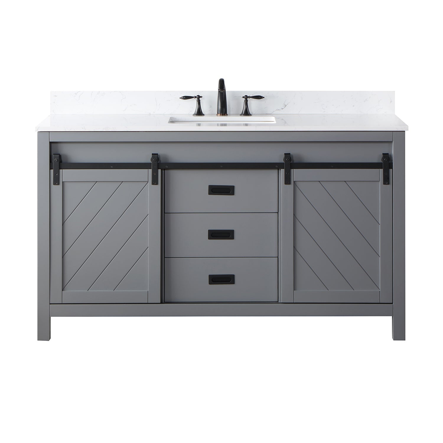 Altair Designs 60" single vanity with top - 536060S-WH-AW-NM