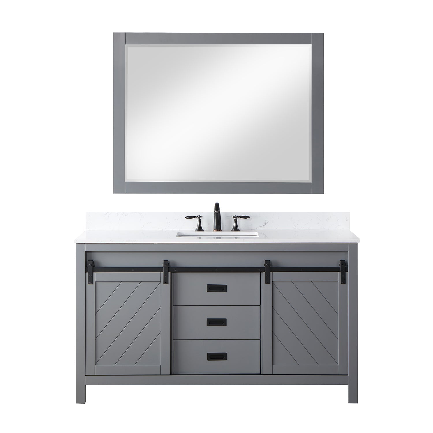 Altair Designs 60" single vanity with top - 536060S-WH-AW-NM