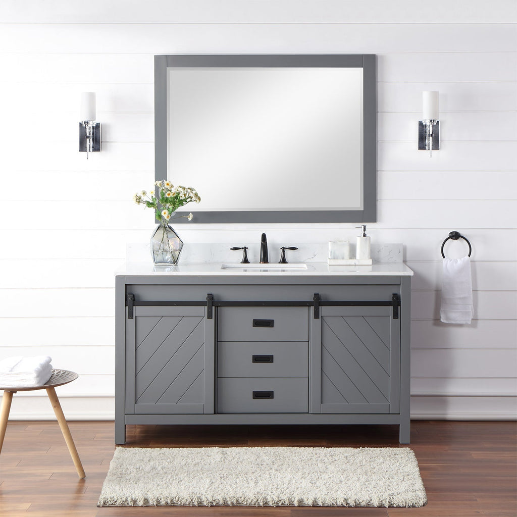 Altair Designs 60" single vanity with top - 536060S-WH-AW-NM