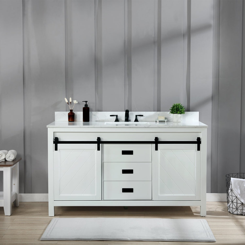 Altair Designs 60" single vanity with top - 536060S-WH-AW-NM