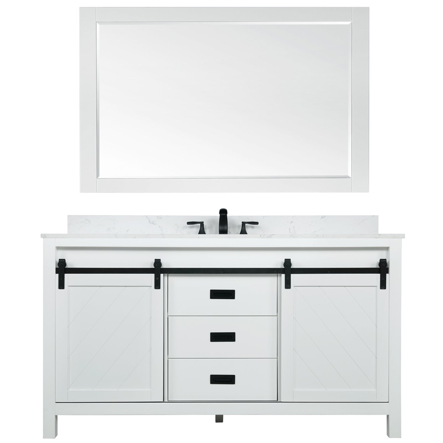 Altair Designs 60" single vanity with top - 536060S-WH-AW-NM