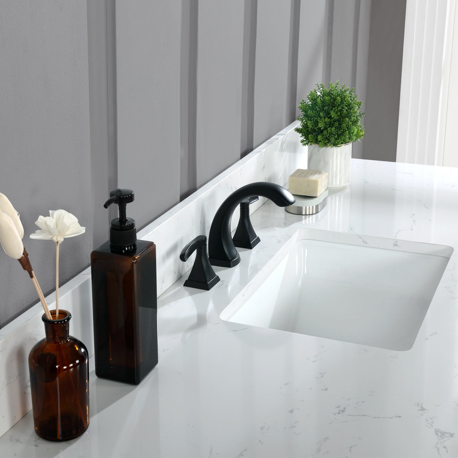 Altair Designs 60" single vanity with top - 536060S-WH-AW-NM