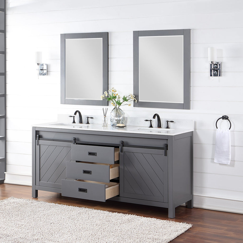 Altair Designs Kinsley 72" double vanity with top - 536072-WH-AW-NM