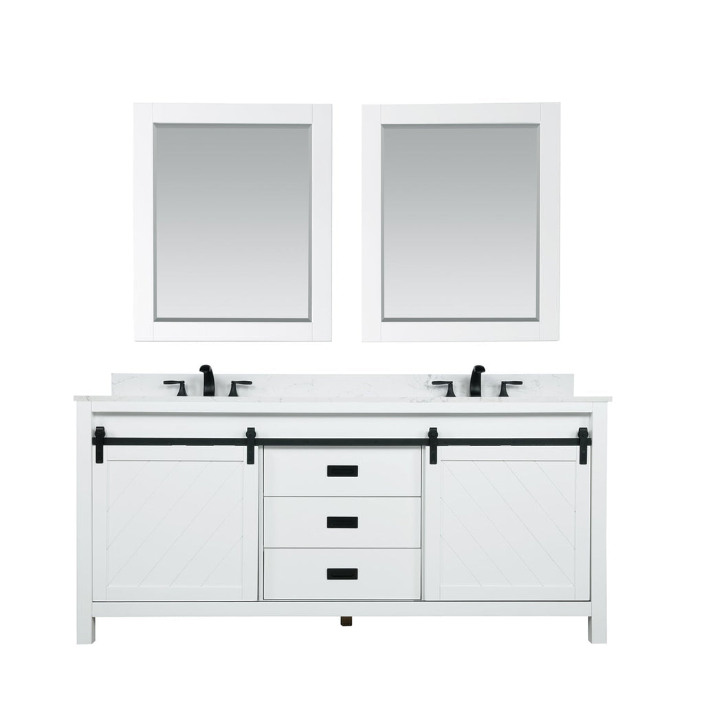 Altair Designs Kinsley 72" double vanity with top - 536072-WH-AW-NM