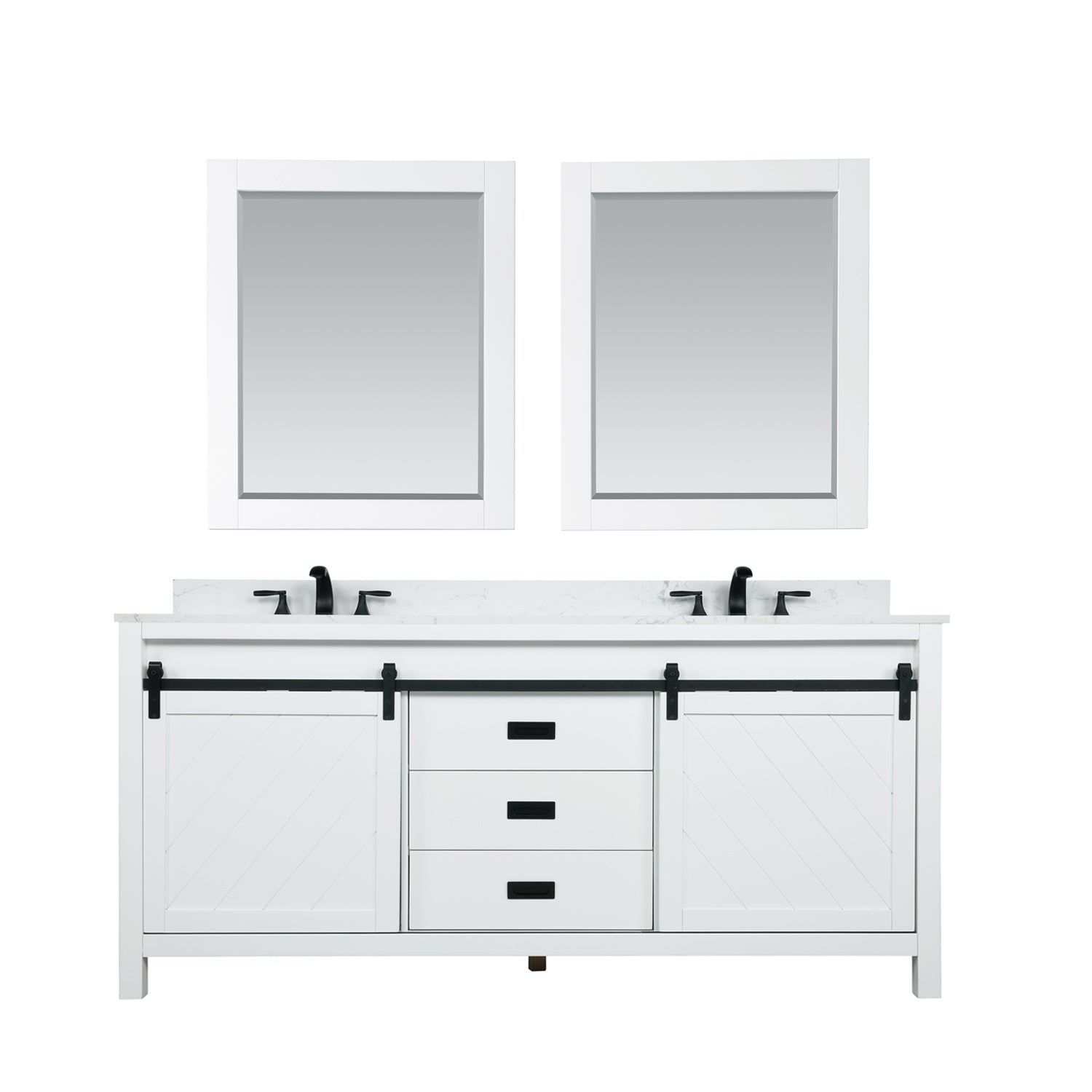 Altair Designs Kinsley 72" double vanity with top - 536072-WH-AW-NM