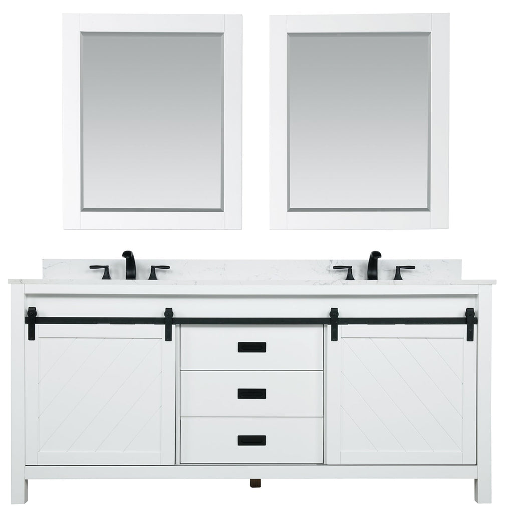 Altair Designs Kinsley 72" double vanity with top - 536072-WH-AW-NM