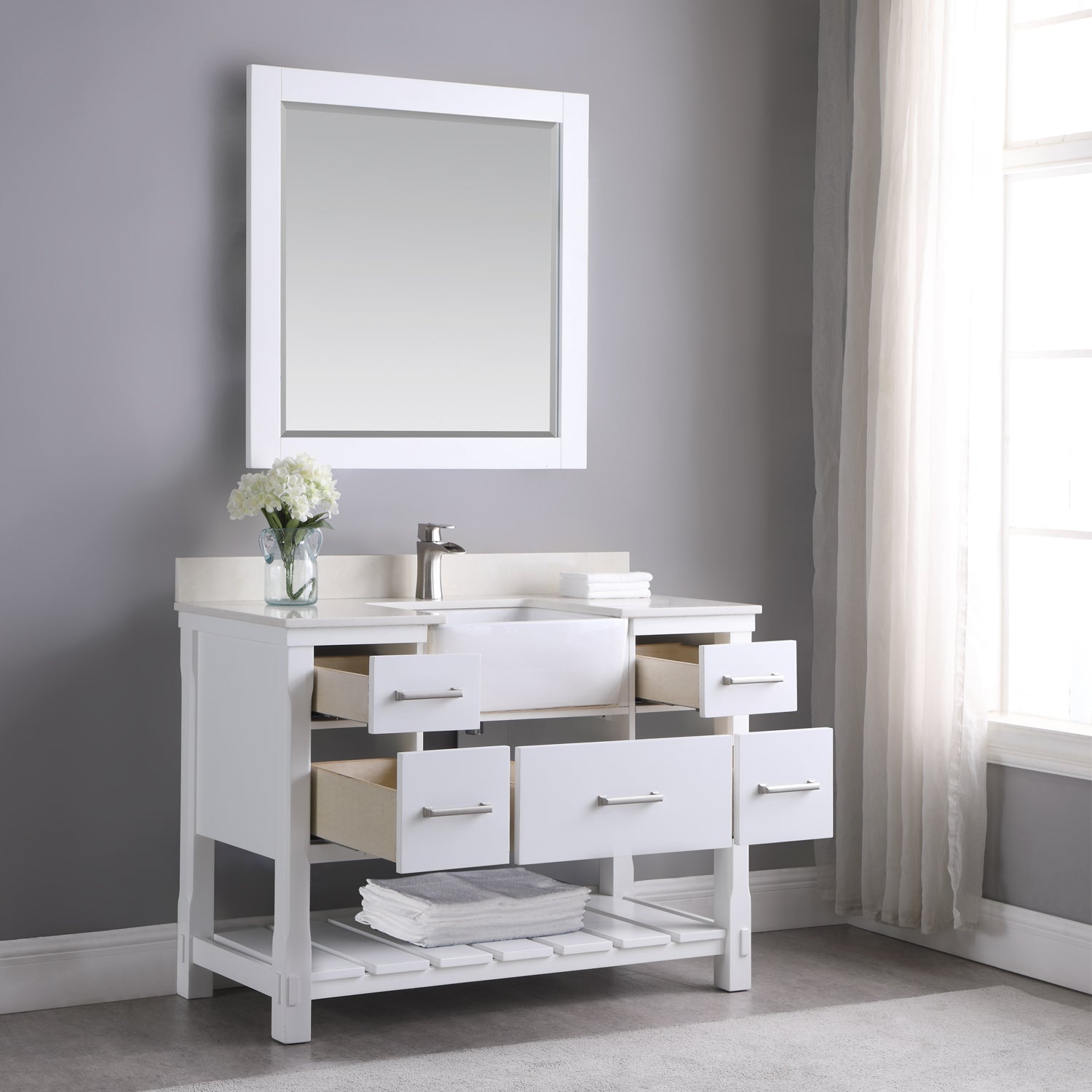 Altair Designs 48" single vanity with top - 537048-WH-AW-NM