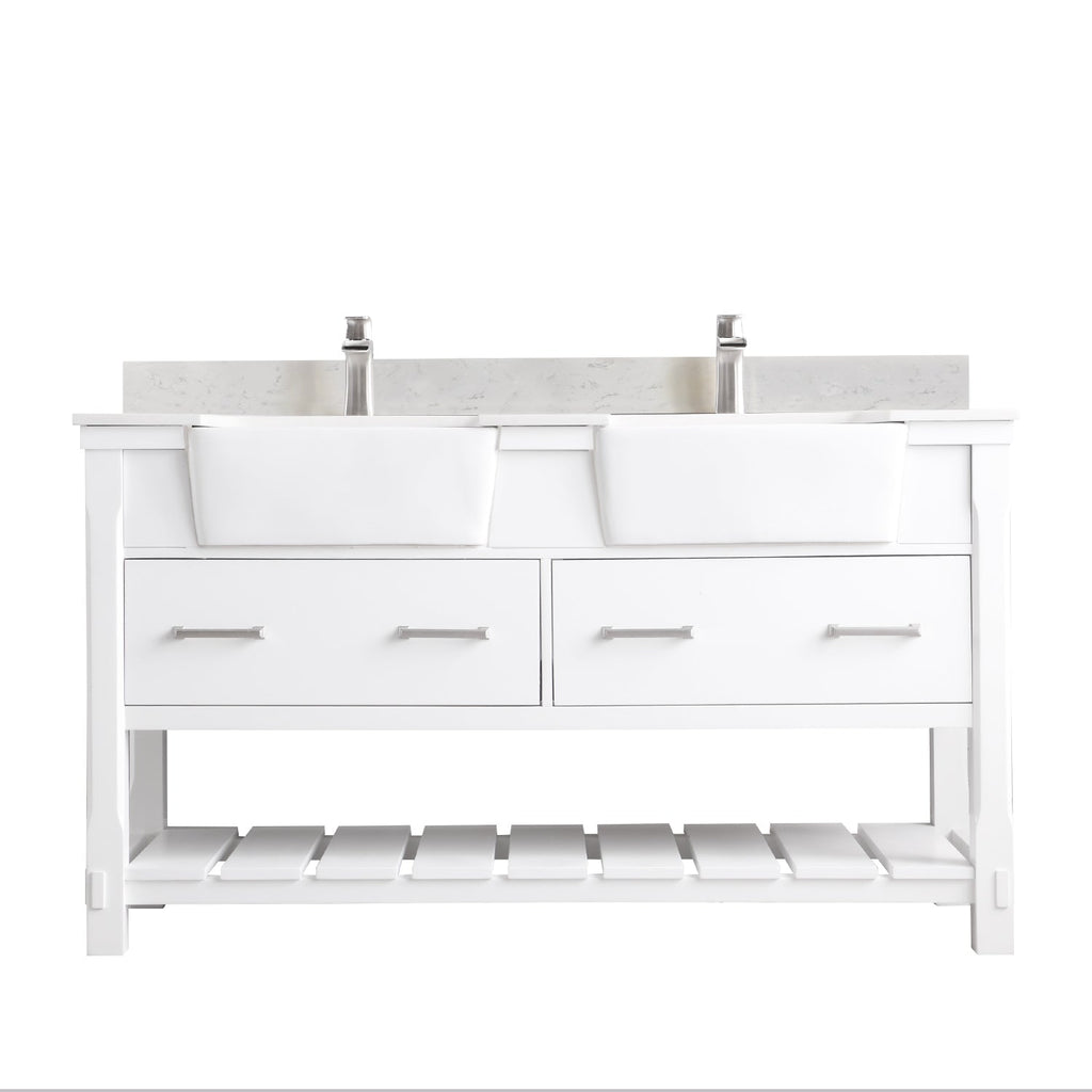 Altair Designs 60" double vanity with top - 537060-WH-AW-NM
