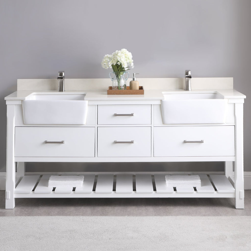 Altair Designs 72" double vanity with top - 537072-WH-AW-NM