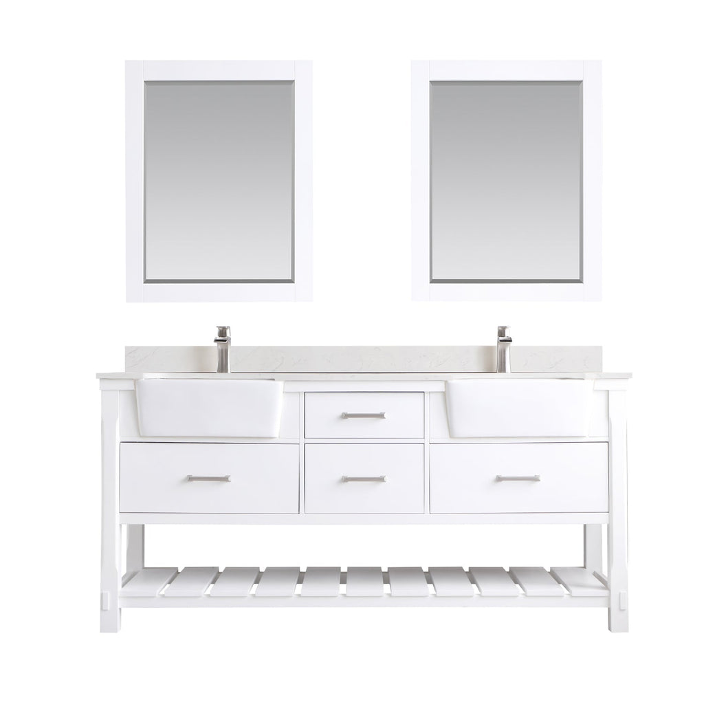 Altair Designs 72" double vanity with top - 537072-WH-AW-NM