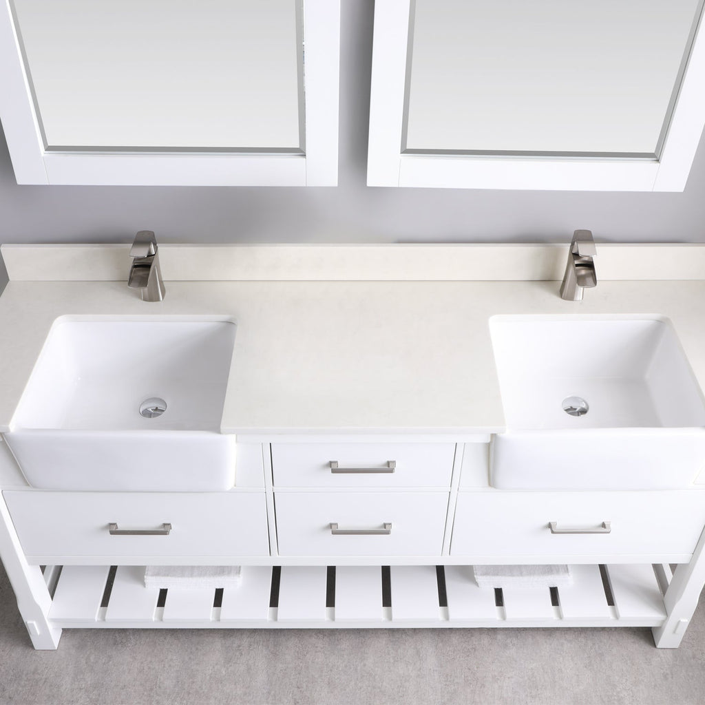 Altair Designs 72" double vanity with top - 537072-WH-AW-NM