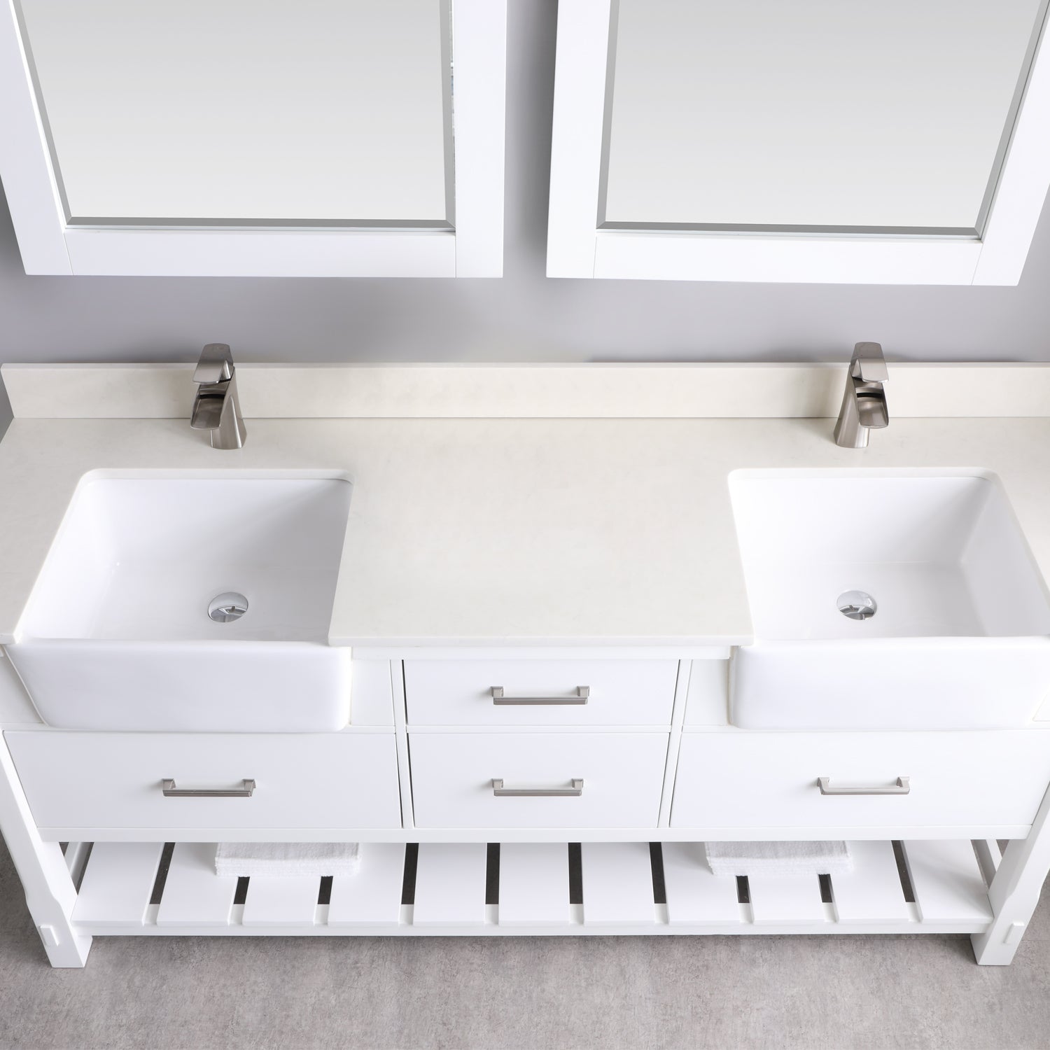 Altair Designs 72" double vanity with top - 537072-WH-AW-NM
