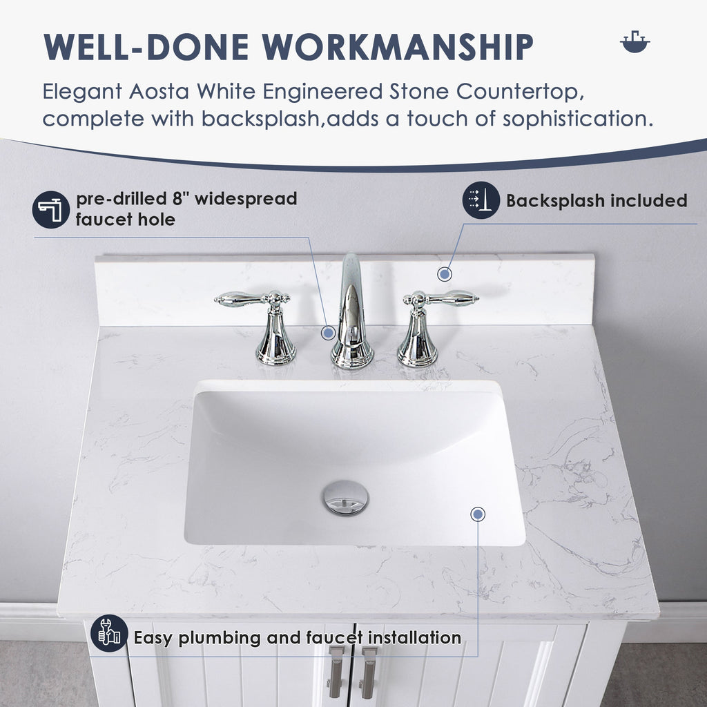 Altair Designs 30" single vanity with top - 538030-WH-CA-NM