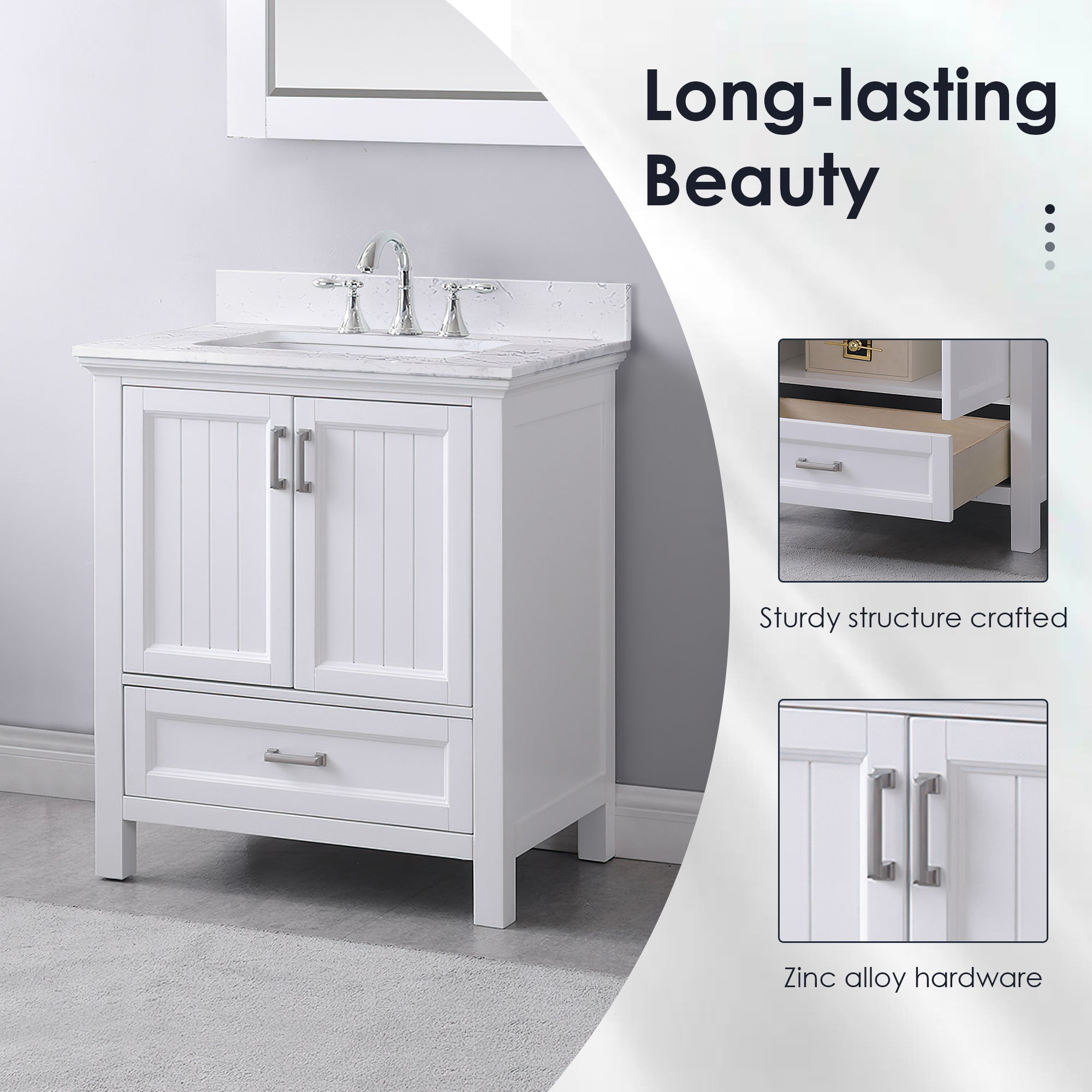 Altair Designs 30" single vanity with top - 538030-WH-CA-NM