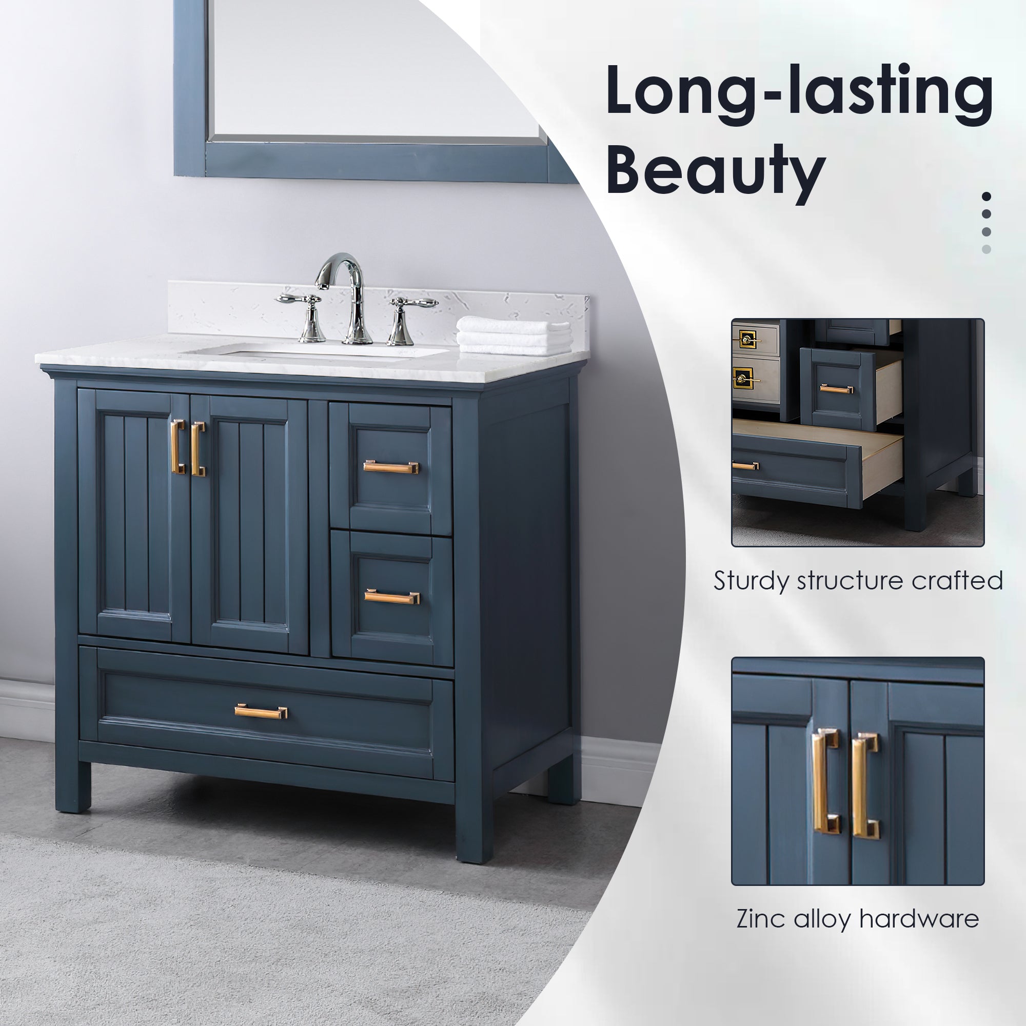 Altair Designs 36" single vanity with top - 538036-WH-CA-NM