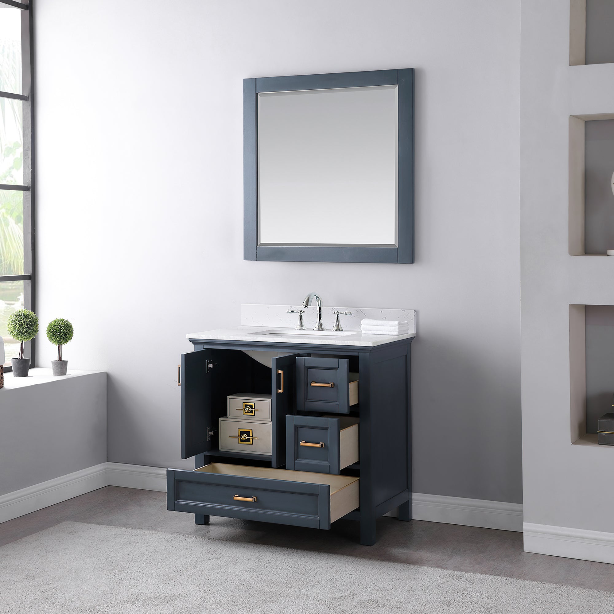 Altair Designs 36" single vanity with top - 538036-WH-CA-NM