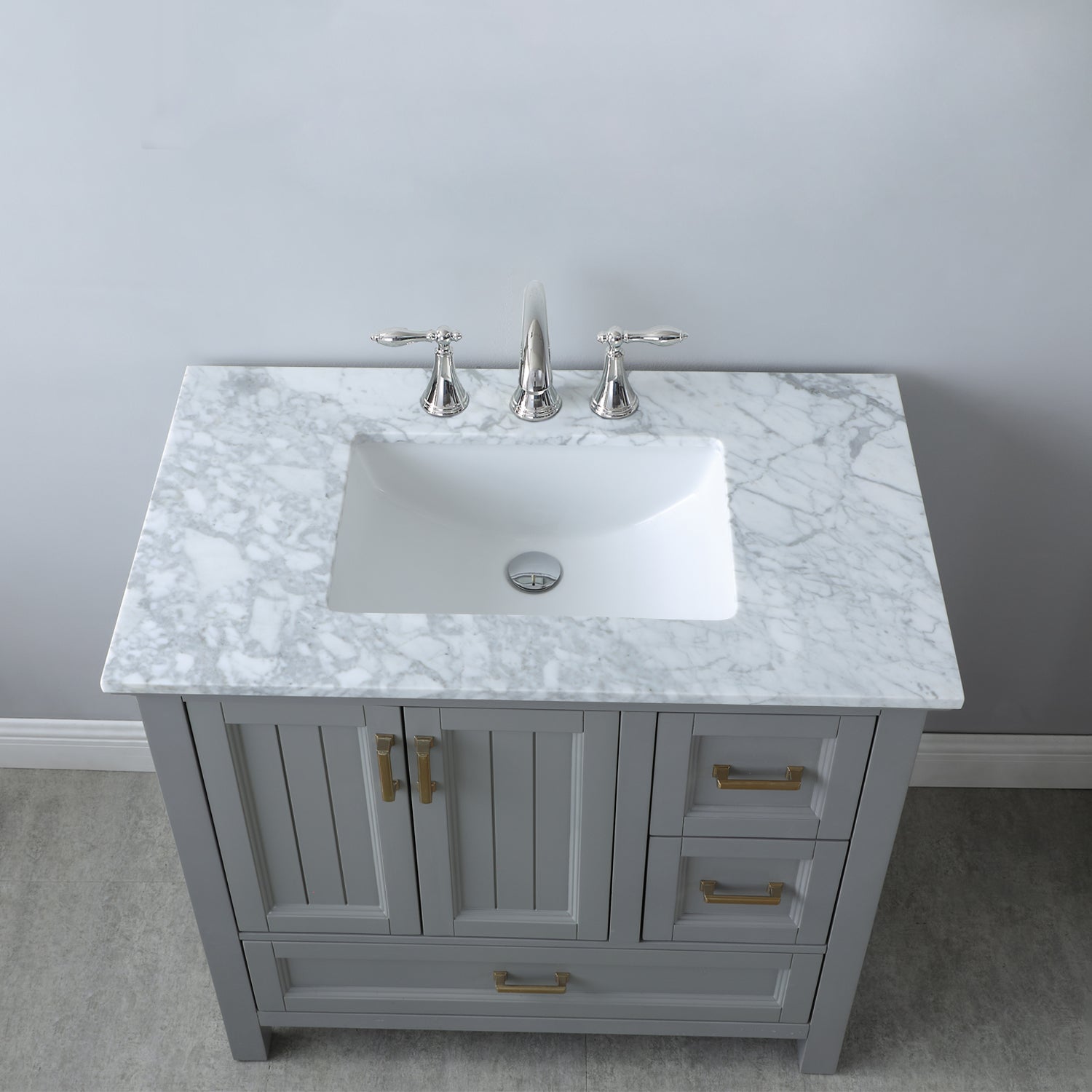 Altair Designs 36" single vanity with top - 538036-WH-CA-NM