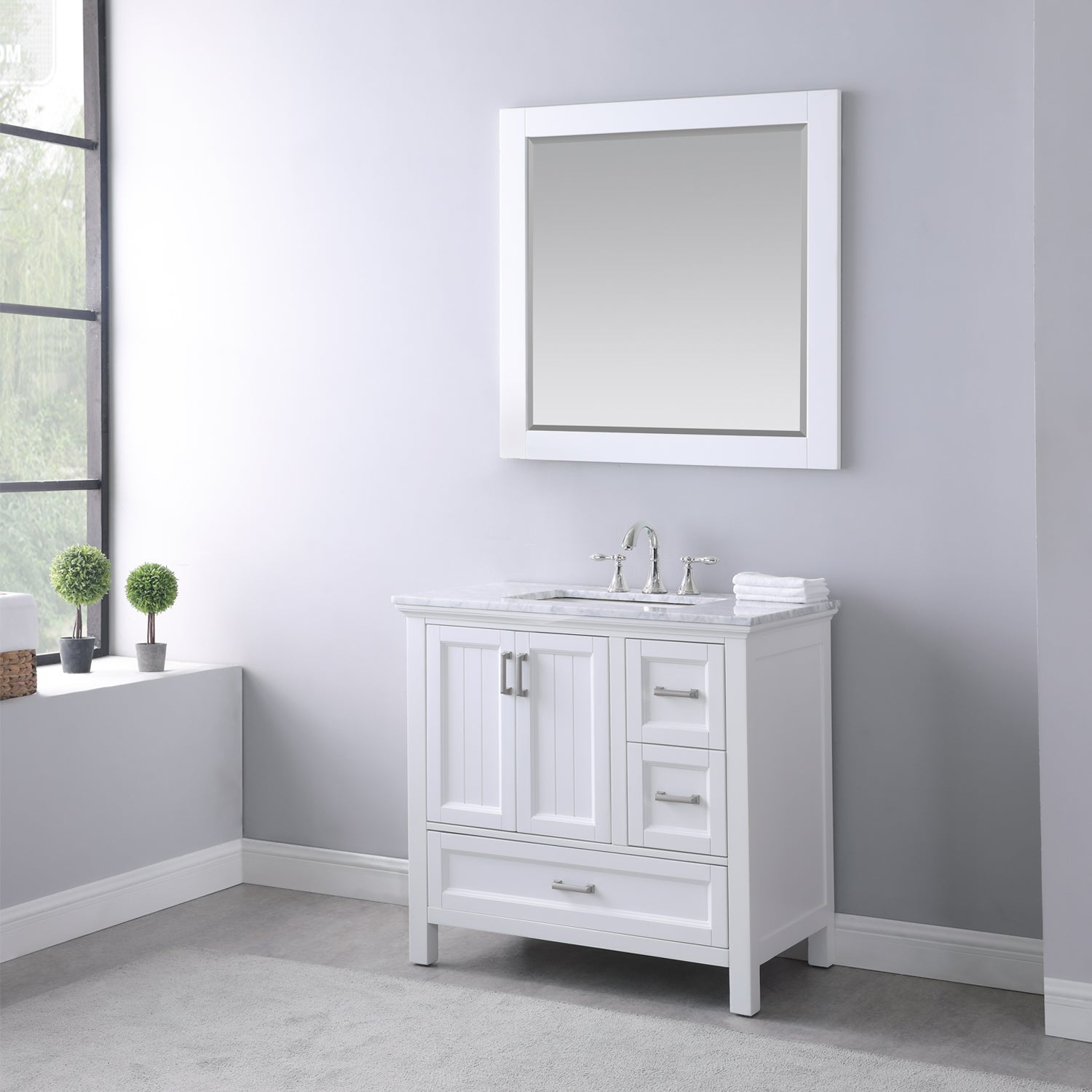 Altair Designs 36" single vanity with top - 538036-WH-CA-NM