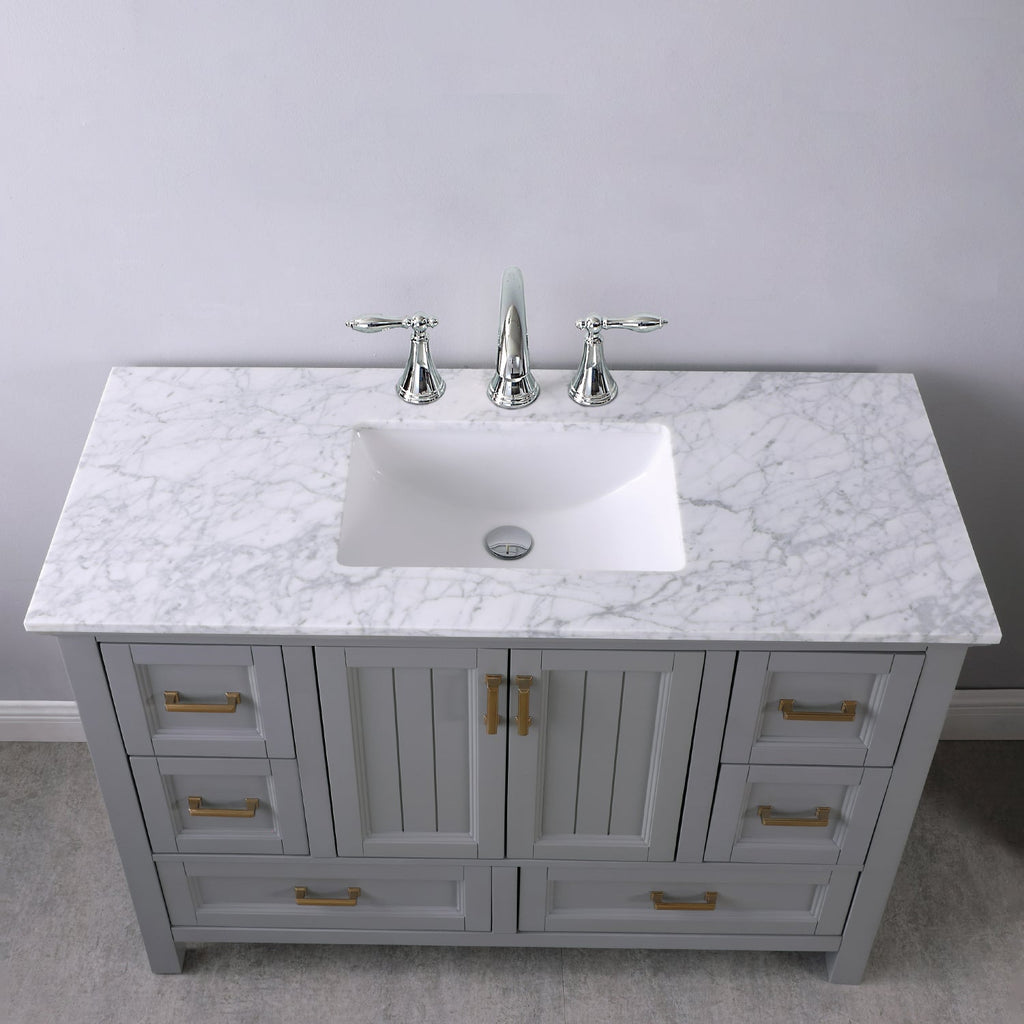 Altair Designs 48" single vanity with top - 538048-WH-CA-NM