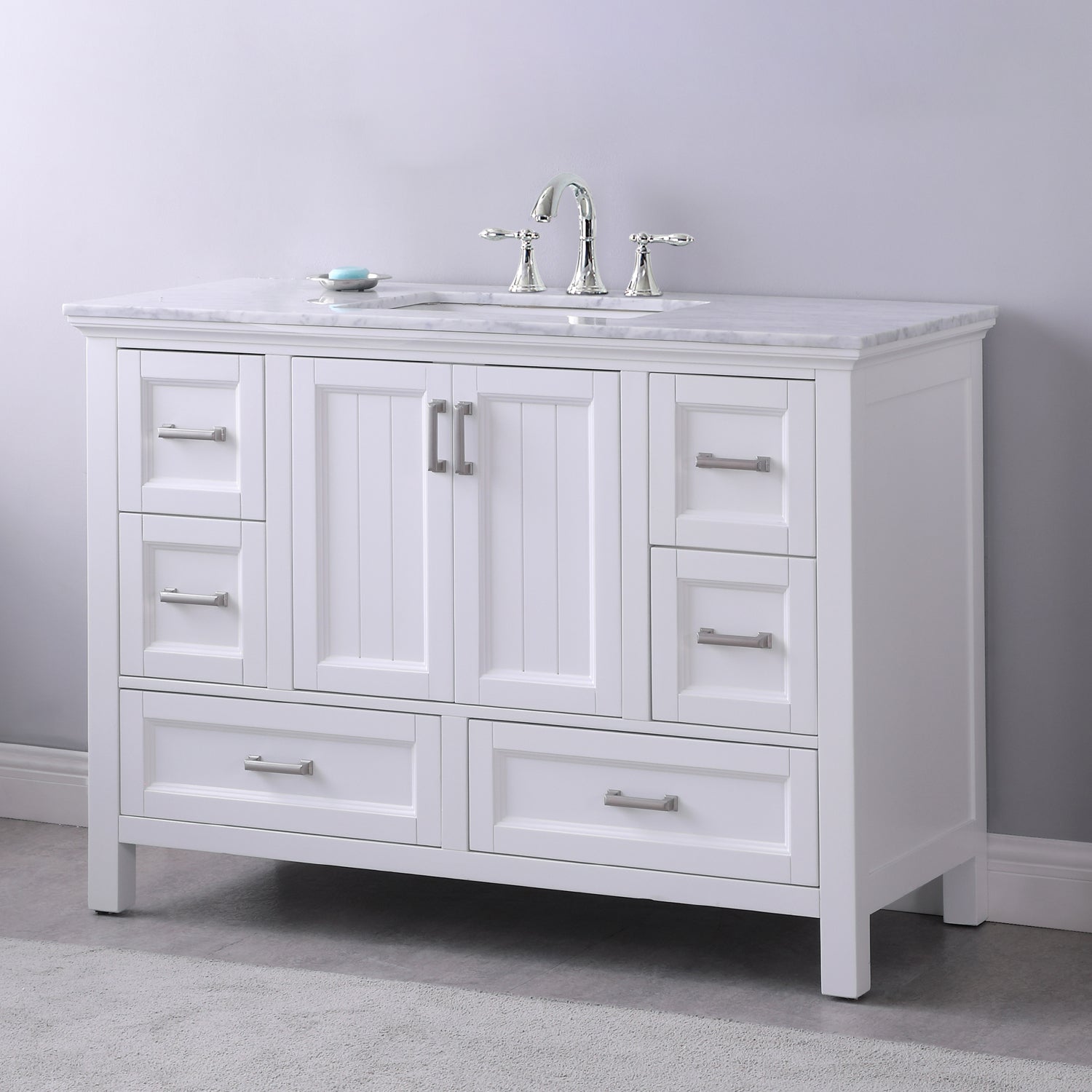 Altair Designs 48" single vanity with top - 538048-WH-CA-NM
