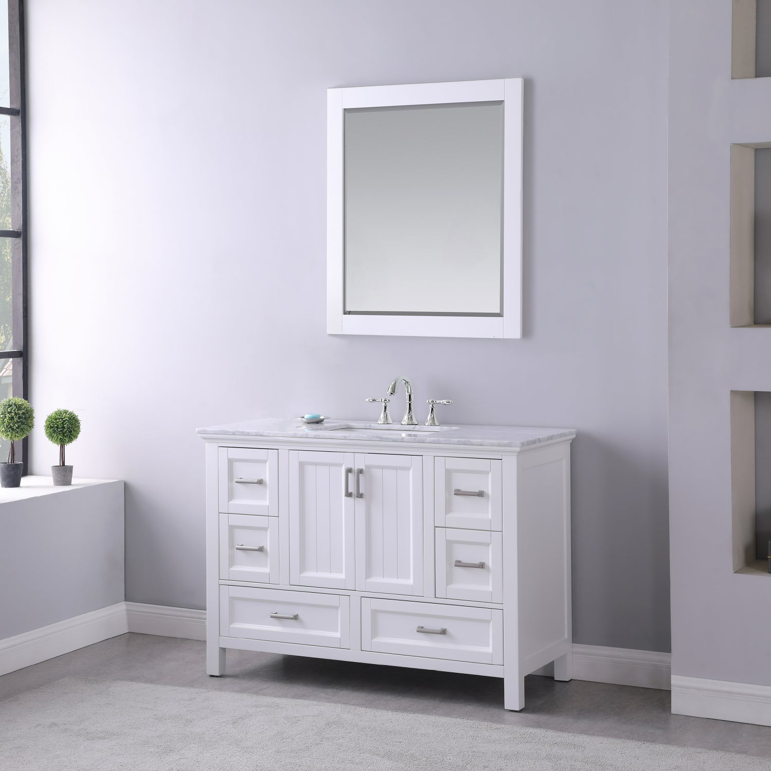 Altair Designs 48" single vanity with top - 538048-WH-CA-NM