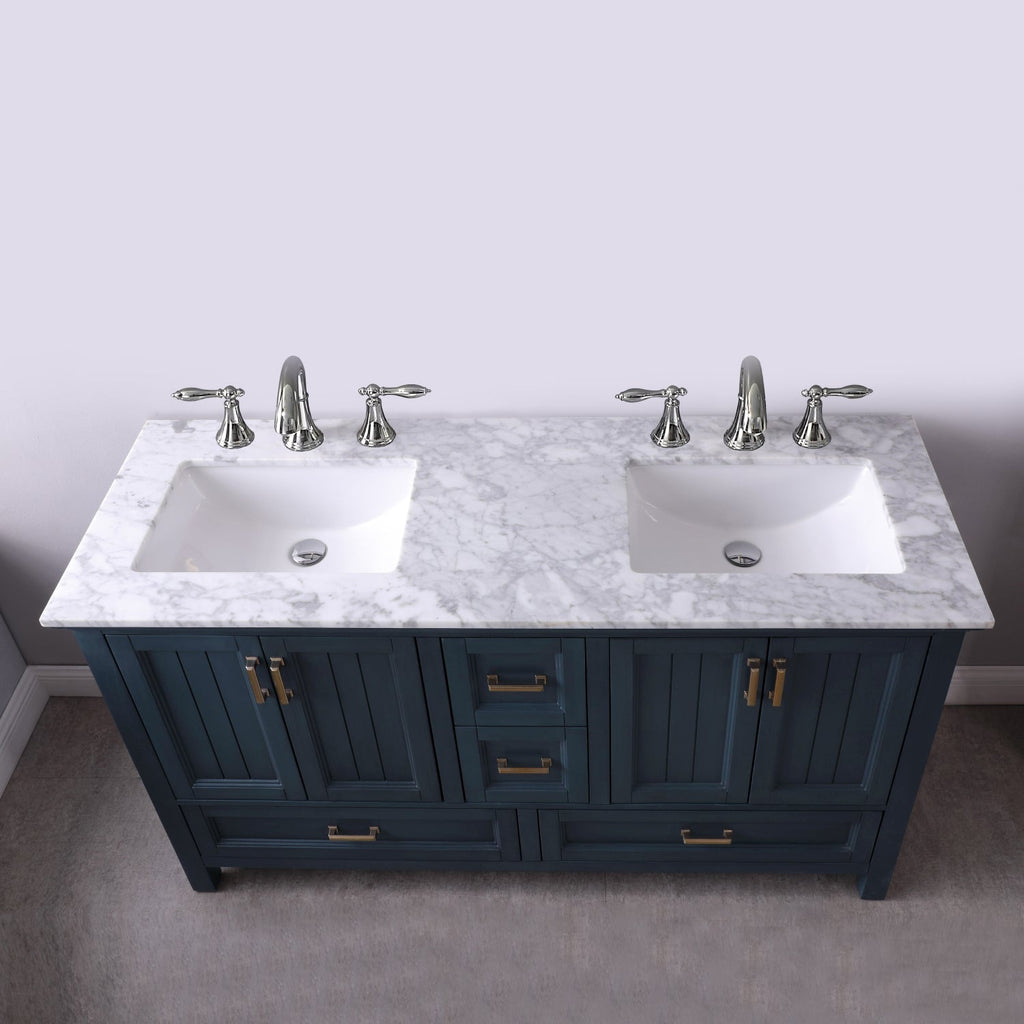 Altair Designs 60" double vanity with top - 538060-WH-CA-NM