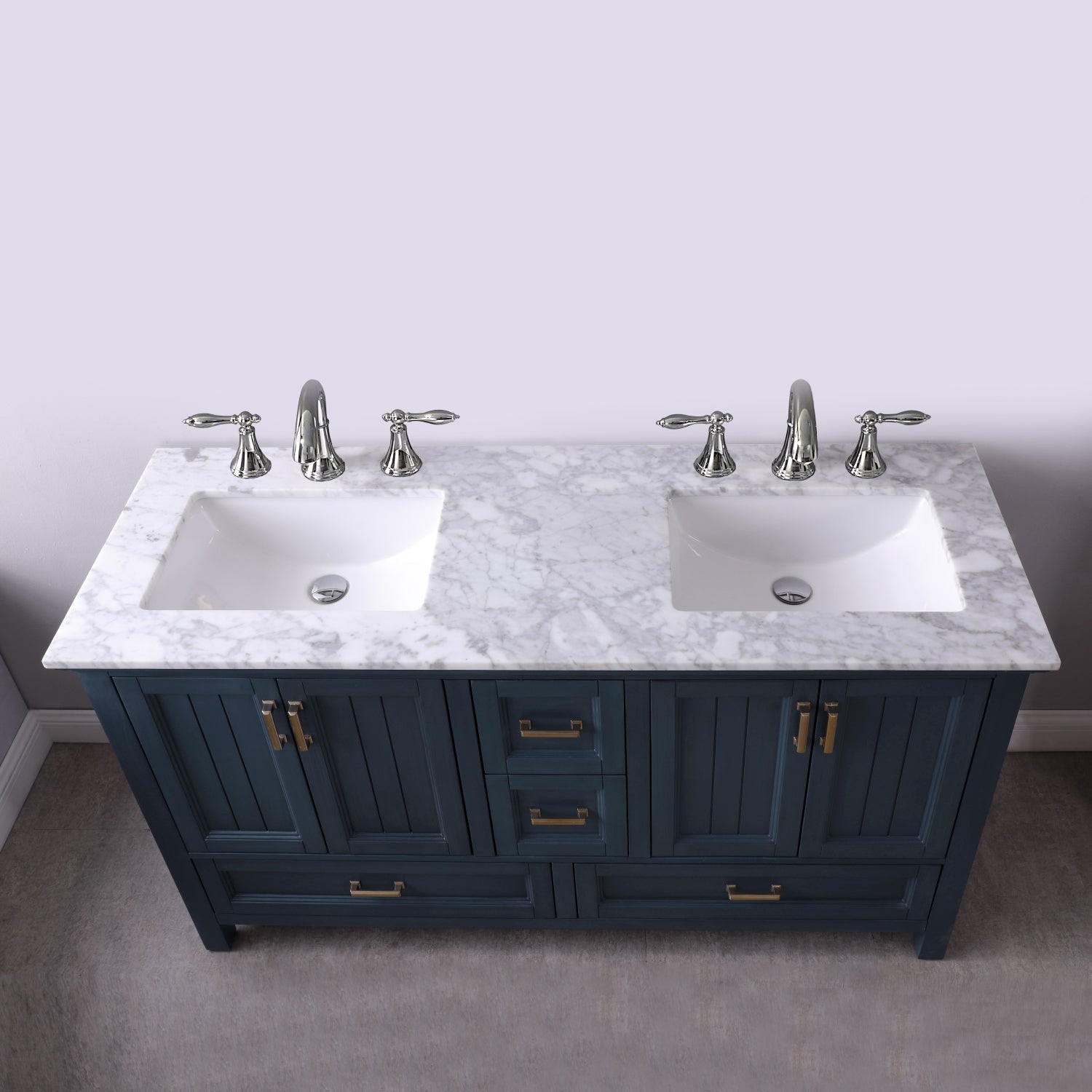 Altair Designs 60" double vanity with top - 538060-WH-CA-NM