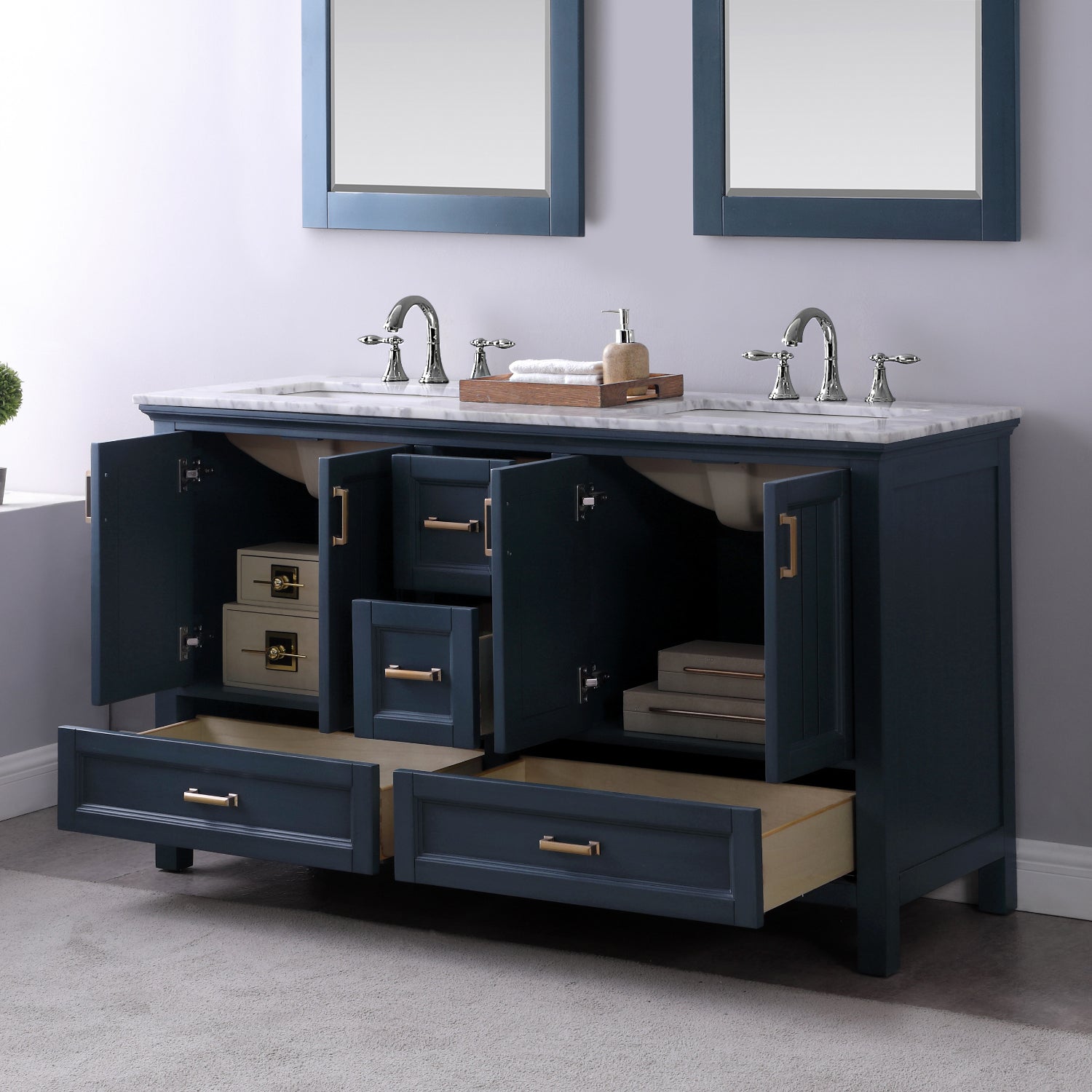 Altair Designs 60" double vanity with top - 538060-WH-CA-NM