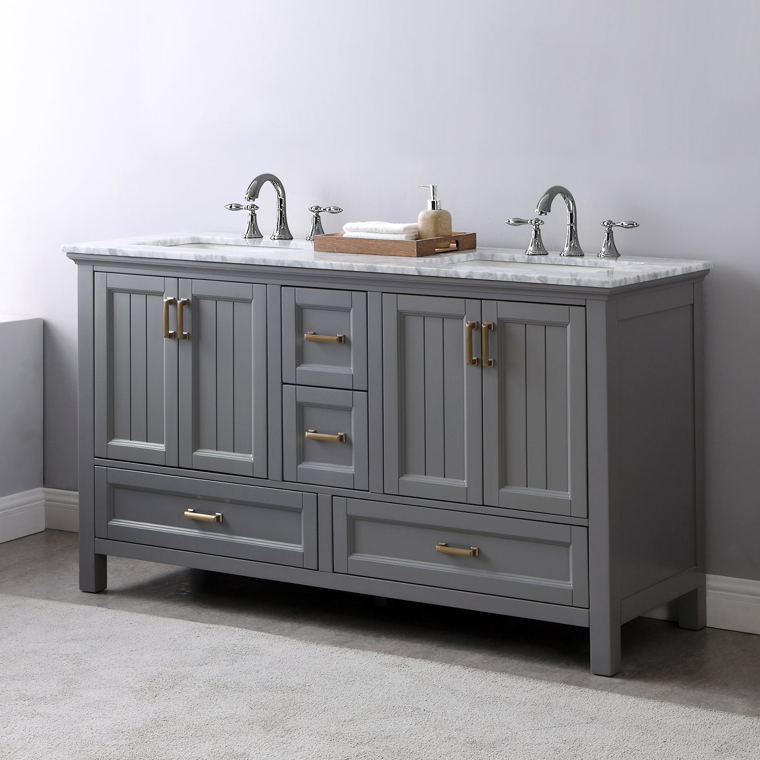 Altair Designs 60" double vanity with top - 538060-WH-CA-NM