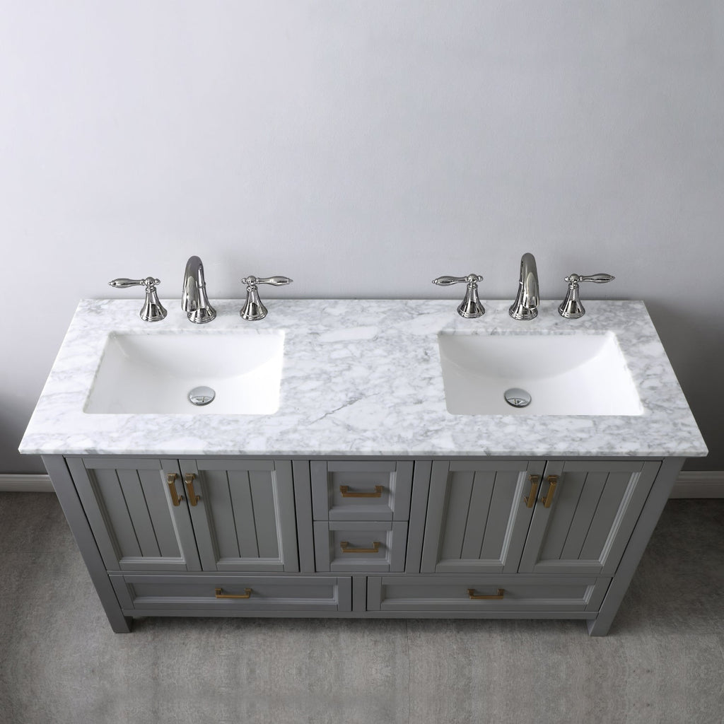 Altair Designs 60" double vanity with top - 538060-WH-CA-NM