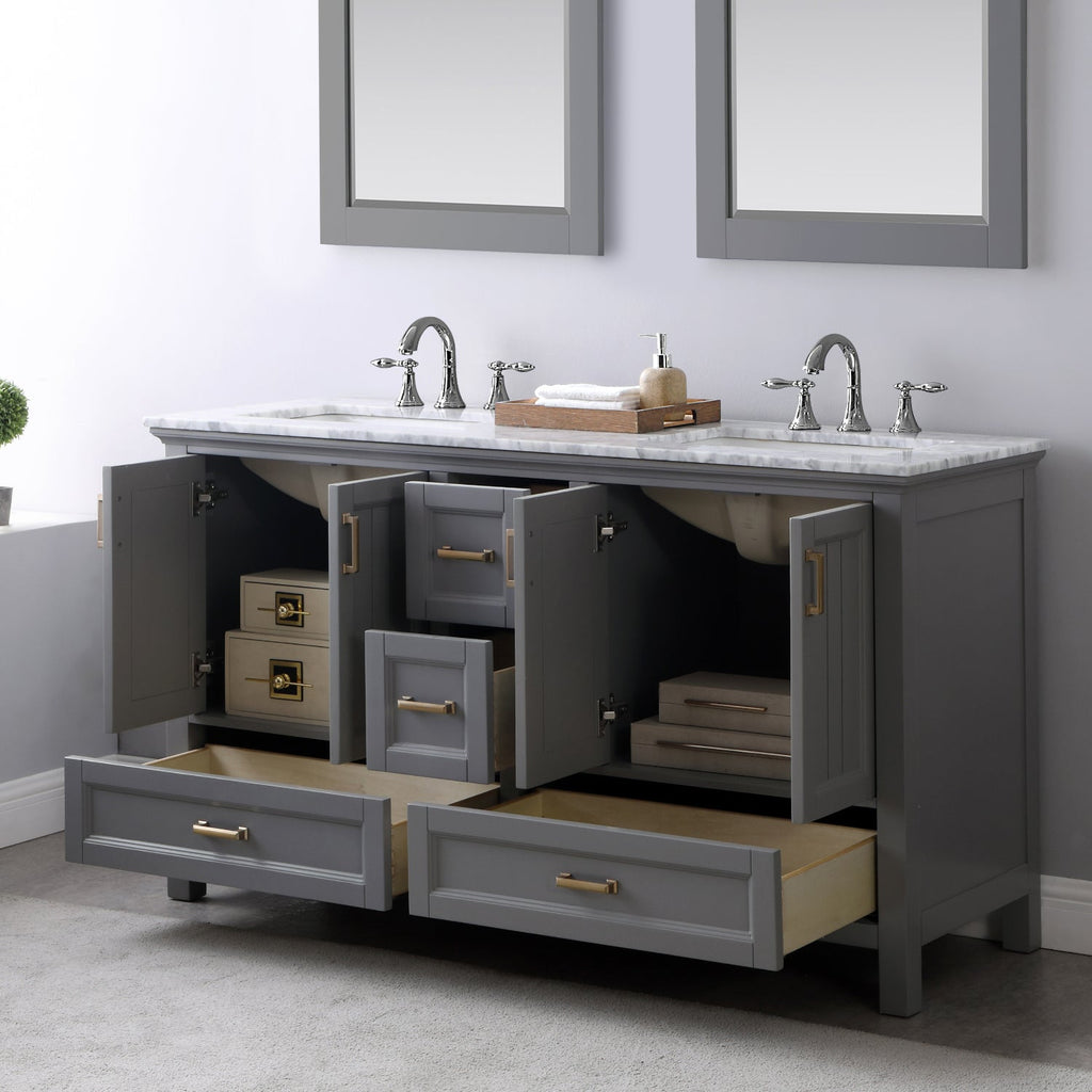 Altair Designs 60" double vanity with top - 538060-WH-CA-NM
