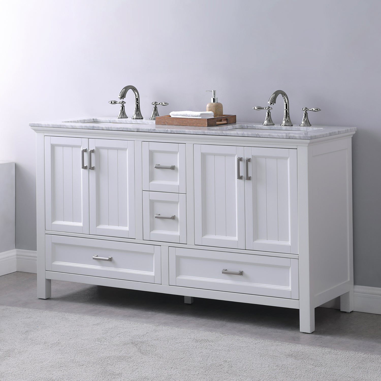 Altair Designs 60" double vanity with top - 538060-WH-CA-NM