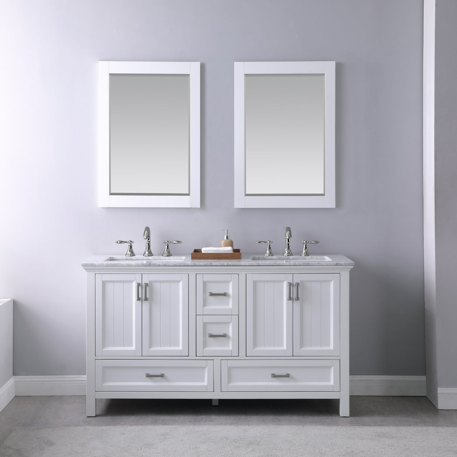 Altair Designs 60" double vanity with top - 538060-WH-CA-NM