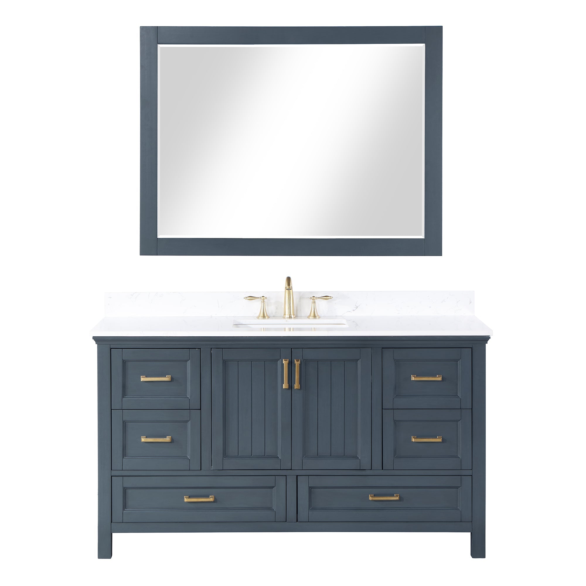 Altair Designs 60" single vanity with top - 538060S-WH-AW-NM