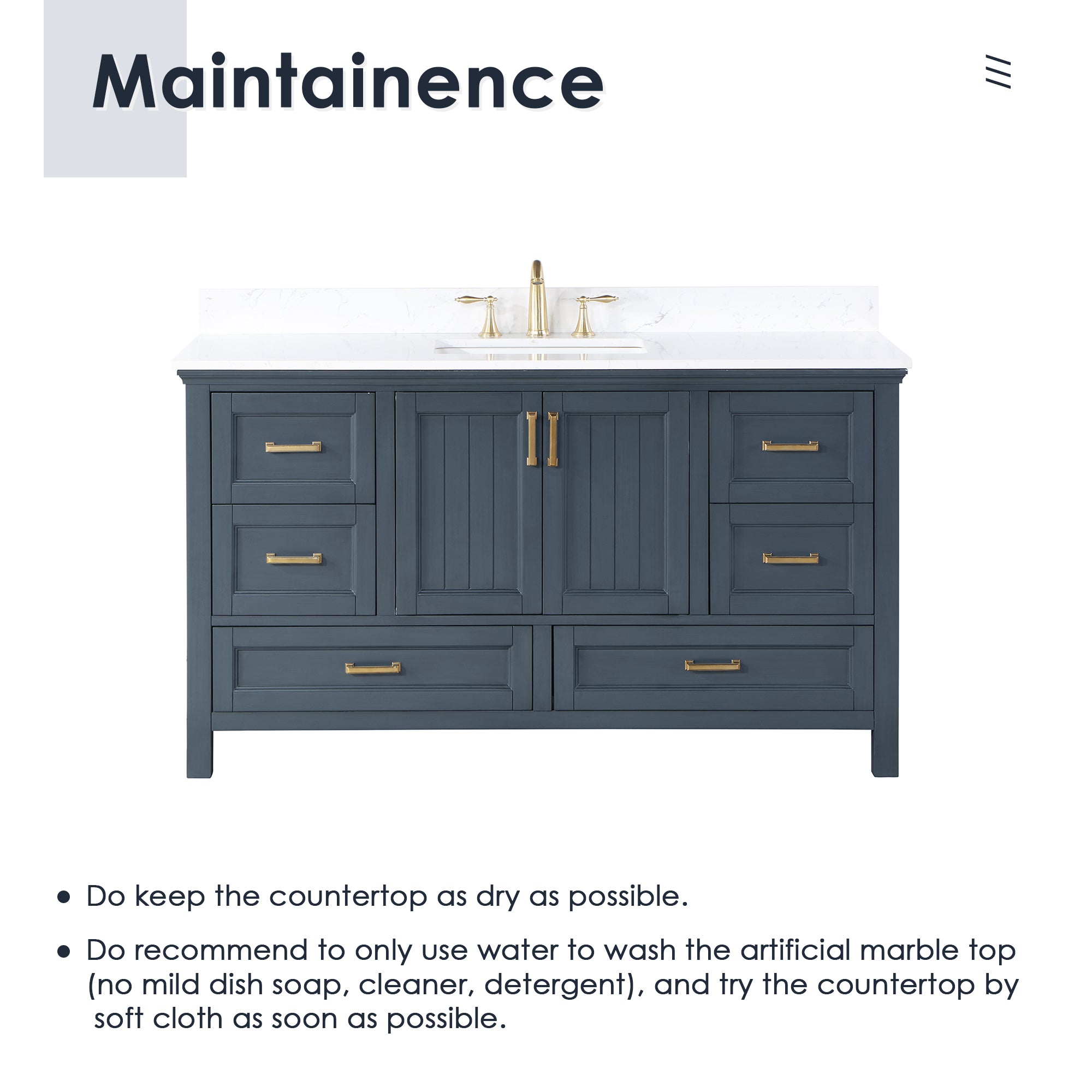 Altair Designs 60" single vanity with top - 538060S-WH-AW-NM