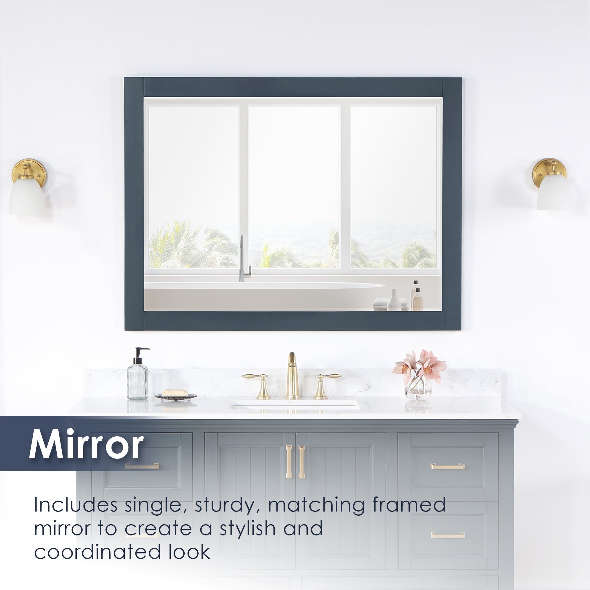 Altair Designs 60" single vanity with top - 538060S-WH-AW-NM